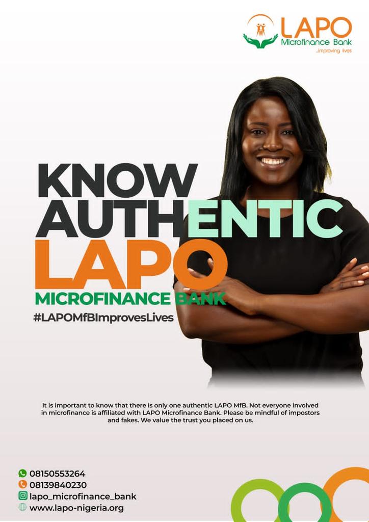 _BAMI_DELE_'s tweet photo. @lapo_mfb values the trust placed on them and they wonโt jeopardize for any reason. Donโt mistake fake micro finance organization as @lapo_mfb
#KnowAuthenticLAPOMfB https://t.co/JT9lO0kJTX