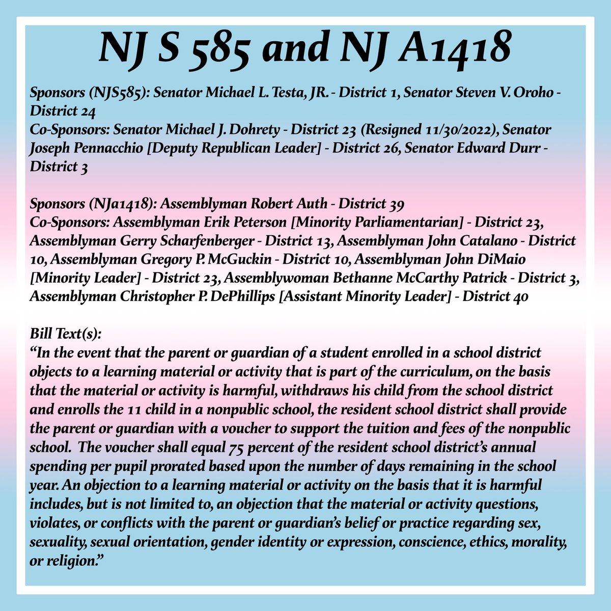 Project_Marsha's tweet photo. HAPPY TRANS DAY OF VISIBILITY 🏳️‍⚧️🤍💗💙

There are currently 6 Anti-LGBT laws in the NJ state legislature Here’s what you can do to help! https://t.co/hm3moZaLow