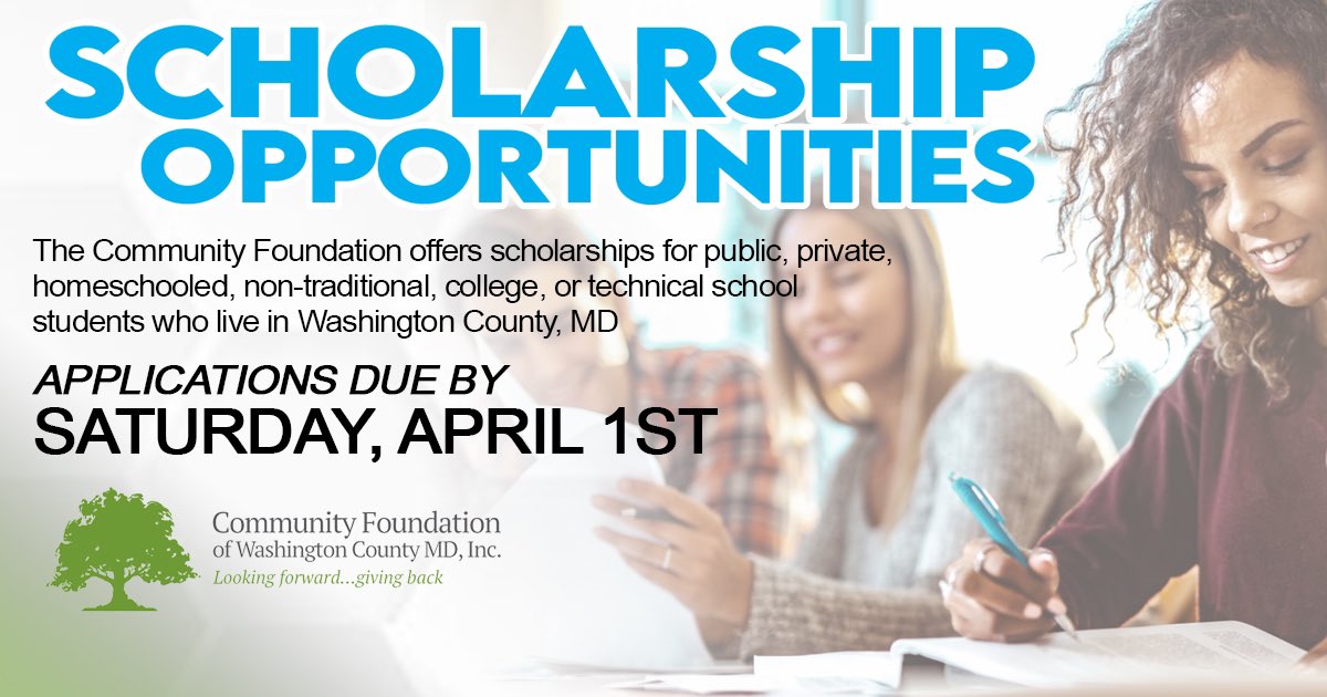 CFWCMD's tweet image. Nearly all of our scholarship funds have application deadlines of TOMORROW, April 1st! Visit cfwcmd.org/our-scholarshi… and complete any applications you or your high school senior may qualify for!