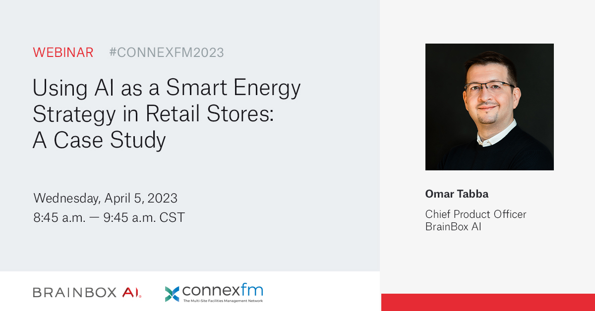 BrainBoxAi's tweet image. Listen to our Chief Product Officer discuss using AI as a smart energy strategy in retail stores at #Connexfm2023