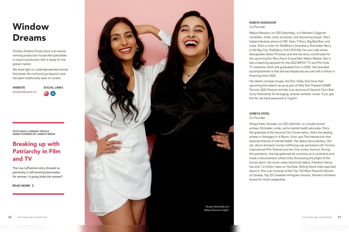 imshreyapatel's tweet image. Just us running a company together 🤵🏽‍♀️🤵🏽‍♀️❤️ wouldn&apos;t want to do it with anyone else. @RabiyaMansoor

This feature was in @cfcmedialab&apos;s Flipbook. 

Here is to more ✨️

#creativeentrepreneurs #womensupportingwomen #productioncompany 
#cfcfamily #medialab