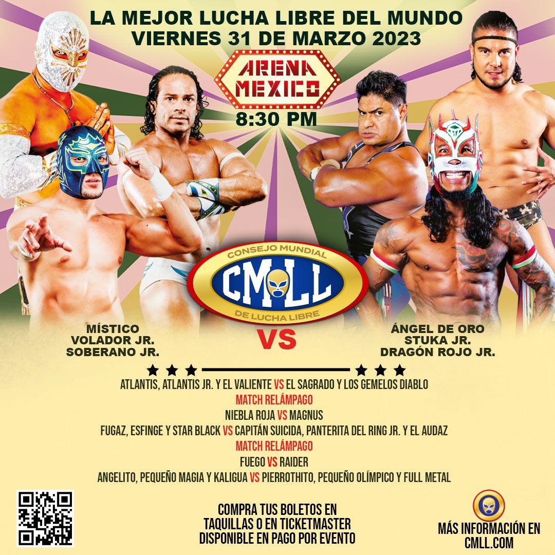 mediotiempo's tweet photo. @CMLL_OFICIAL y MT te regalan 5 pases dobles para la función de este viernes 31 de marzo. 

Solo menciona ¿a quién le ganó la cabellera Volador Jr. en el pasado Homenaje a Dos Leyendas?
#MTRegalos https://t.co/tid3tZodDh