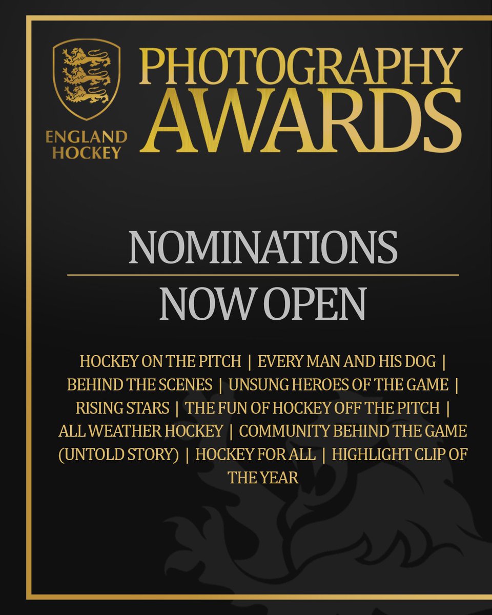 Introducing the England Hockey Photography Awards 📷

We want to showcase the sport through your lens. Hockey is a sport for everyone, &amp; we think there is no better way of showing that than by looking at the sport through the eye of you, the beholder.

🔗 eng.hockey/3Kd1RPf