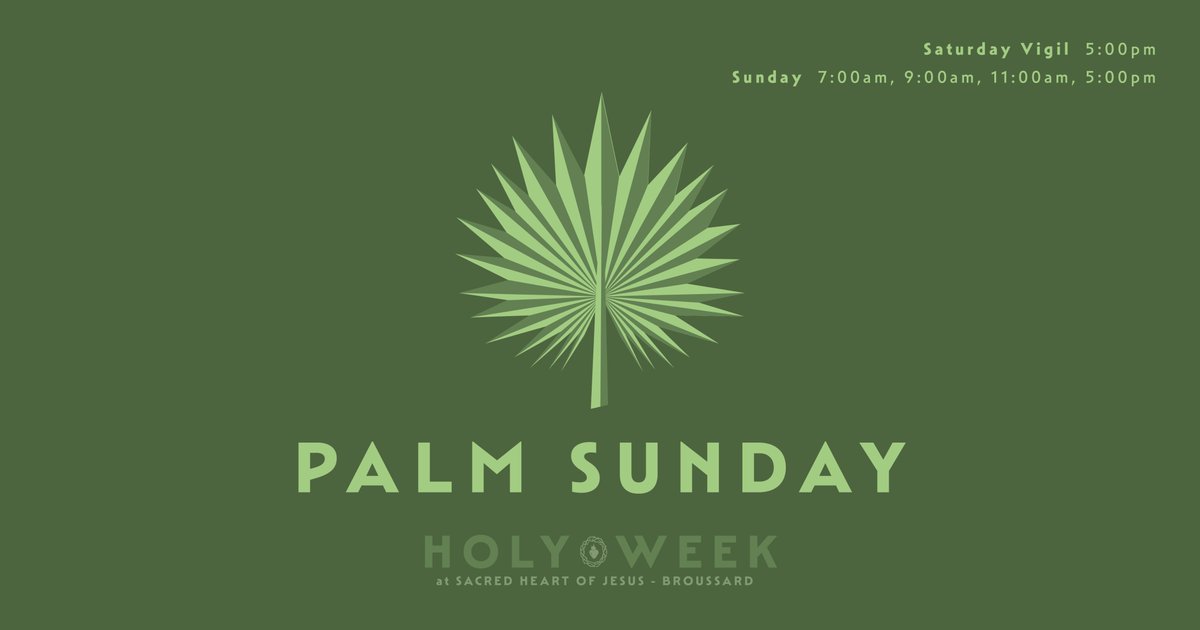 Palm Sunday is the final Sunday of Lent, the beginning of Holy Week, and commemorates the triumphant arrival of Christ in Jerusalem, days before he was crucified.  
Join us this weekend for Mass at the Saturday Vigil: 5:00pm or on Sunday: 7:00am, 9:00am, 11:00am, 5:00pm