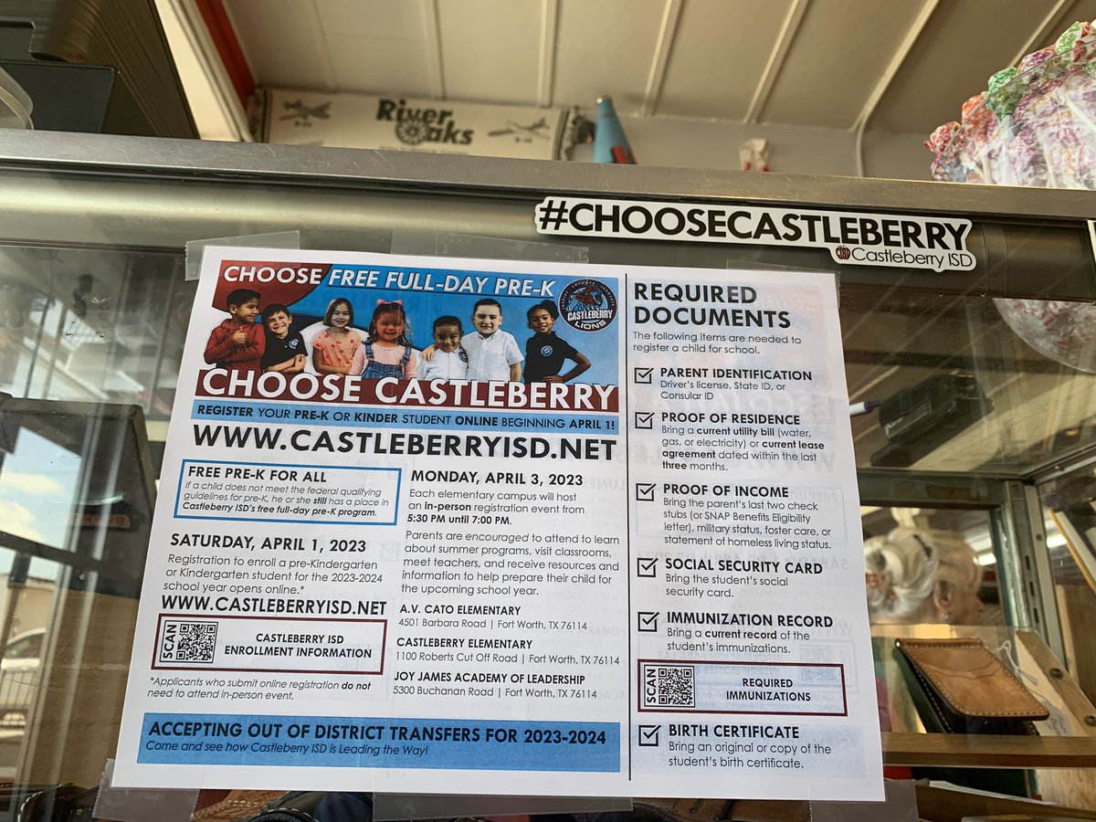 Principal_CE's tweet image. Thank you #RiverOaks community for allowing me to post Pre-K and Kindergarten Round Up flyers everywhere!! Special shout out to #VictoryChurch @DollarTree River Oaks Cafe, La Michoacana, #OneFaith, and @GrumpsBurger! #CERoars @CastleberryElem @CastleberryISD #OneTeamOneMission