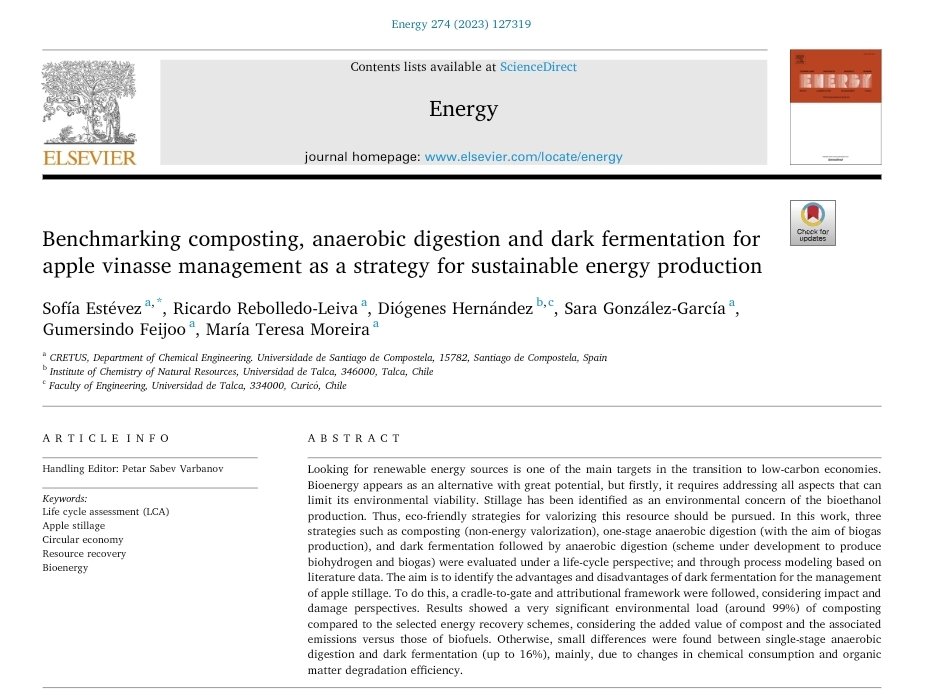 📢Nuevo artículo de acceso abierto! Compartimos un estudio en el participó nuestro miembro <a href="/RicardoRLeiva/">Ricardo Rebolledo-Leiva</a> que compara los impactos ambientales de estrategias de valorización de la vinaza para obtener una nueva fuente de energía (biogas e hidrógeno)
Link 👇
doi.org/10.1016/j.ener…