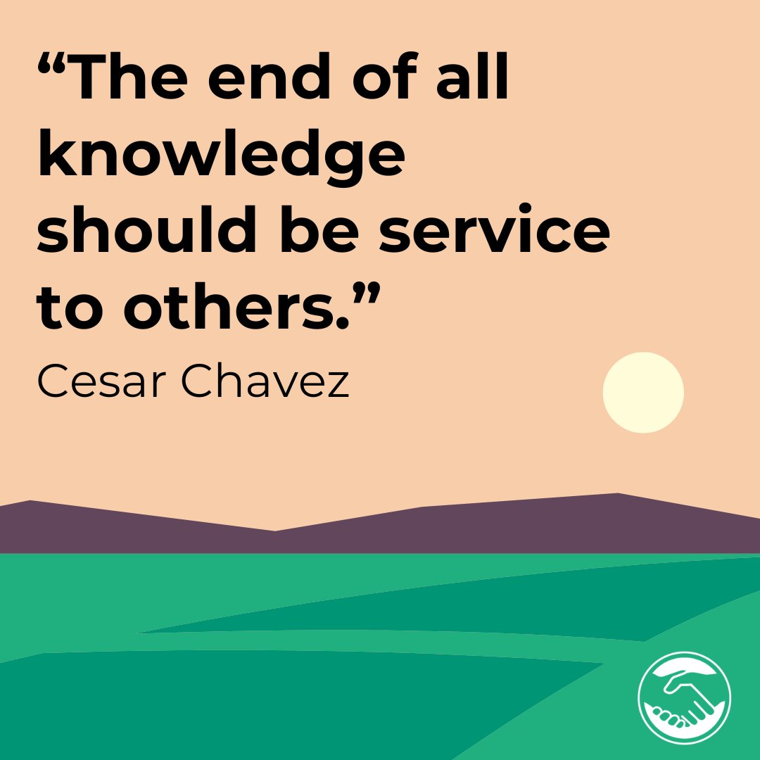 "The end of all knowledge should be service to others."

#CesarChavezDay honors the life and advocacy Chavez did for the labor movement and social justice. His dream to create a more equal economy for the working class continues to be an inspiration for diverse founders.