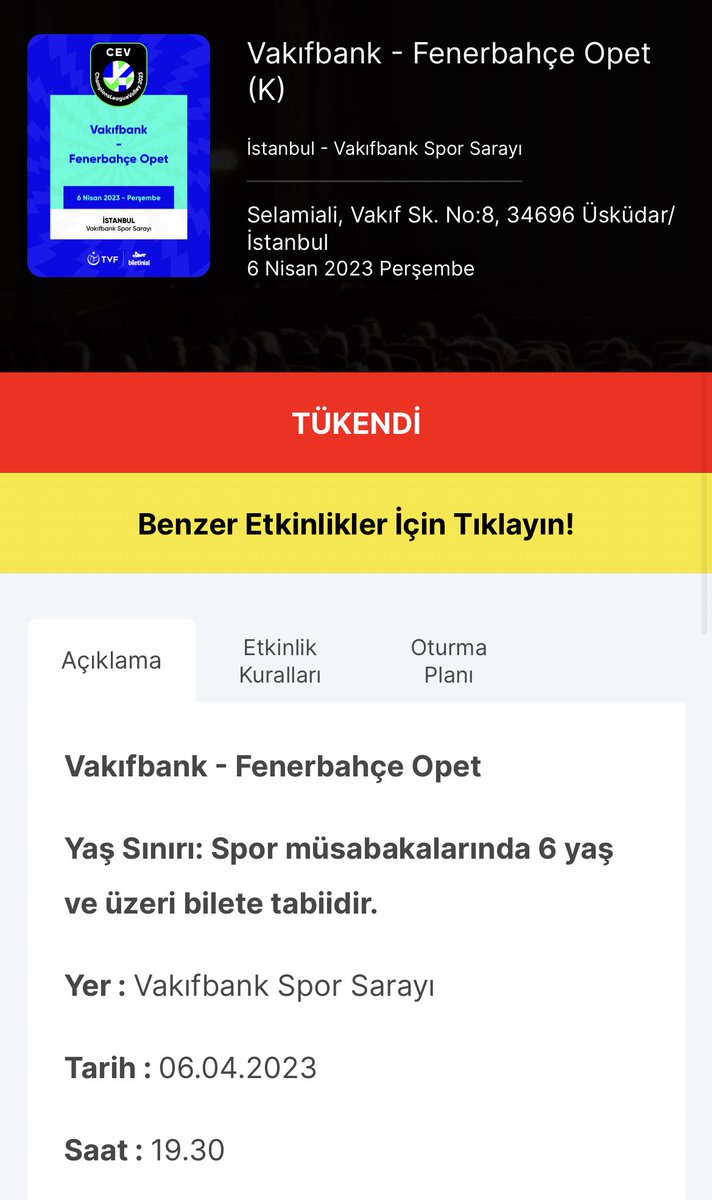 İzin verseydiniz de bir bilet alsaydık 😞 #Fenerbahce #Fenerbahçe #vakifbank #Vakıfbank #sarimelekler #GoVakif