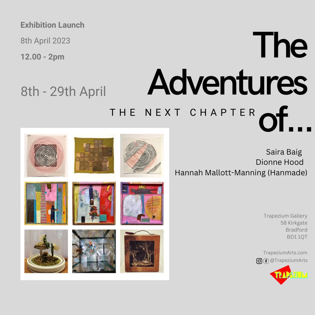 Come on kids let’s put on a show. The Adventures of… collective (Saira Baig, Hannah Mallott-Manning and myself) putting on a show at the Trapezium gallery in Bradford. Opens on 8th April 12pm <a href="/bdproducinghub/">Bradford Producing Hub</a> <a href="/bradford2025/">Bradford 2025</a>