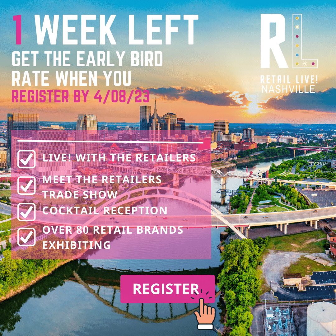 Don't forget to register for Retail Live! Nashville by Friday, April 8th to get the early-bird rate.

Register today at RetailLive.com and save.

See you August 8th at the Grand Hyatt Nashville.

#commercialrealestate #commercialleasing #cre #leasing #retail #retailers