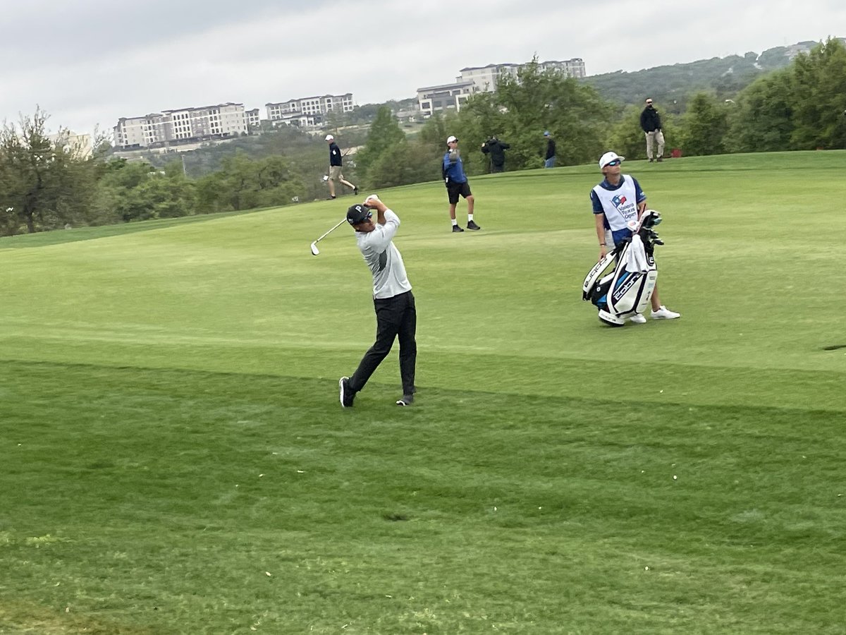 JohnVanPay's tweet photo. I challenged young Bryce to yell, “Mashed Potatoes Rickie!” after his tee shot. He was too shy. https://t.co/X7kHfIlFb8