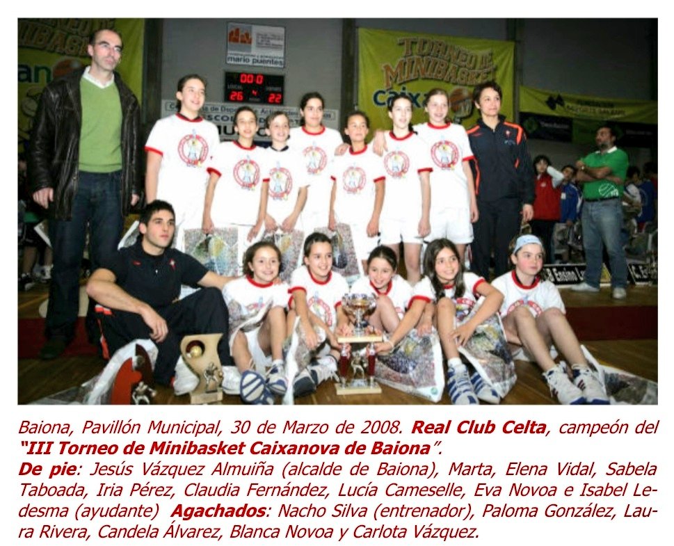 AgrasFernando's tweet photo. Un recuerdo de las ganadoras de hace 15 años @Celtabaloncesto al mando de @nacho_silva88 con @STaboada5 y la mejor jugadora #ClaudiaFdez y máxima anotadora #EvaNovoa "III Torneo Minibasket Baiona" #ArchivoCeltaBaloncesto 📸 Fondo documental Rey Lama https://t.co/3Rv8PYfgPl