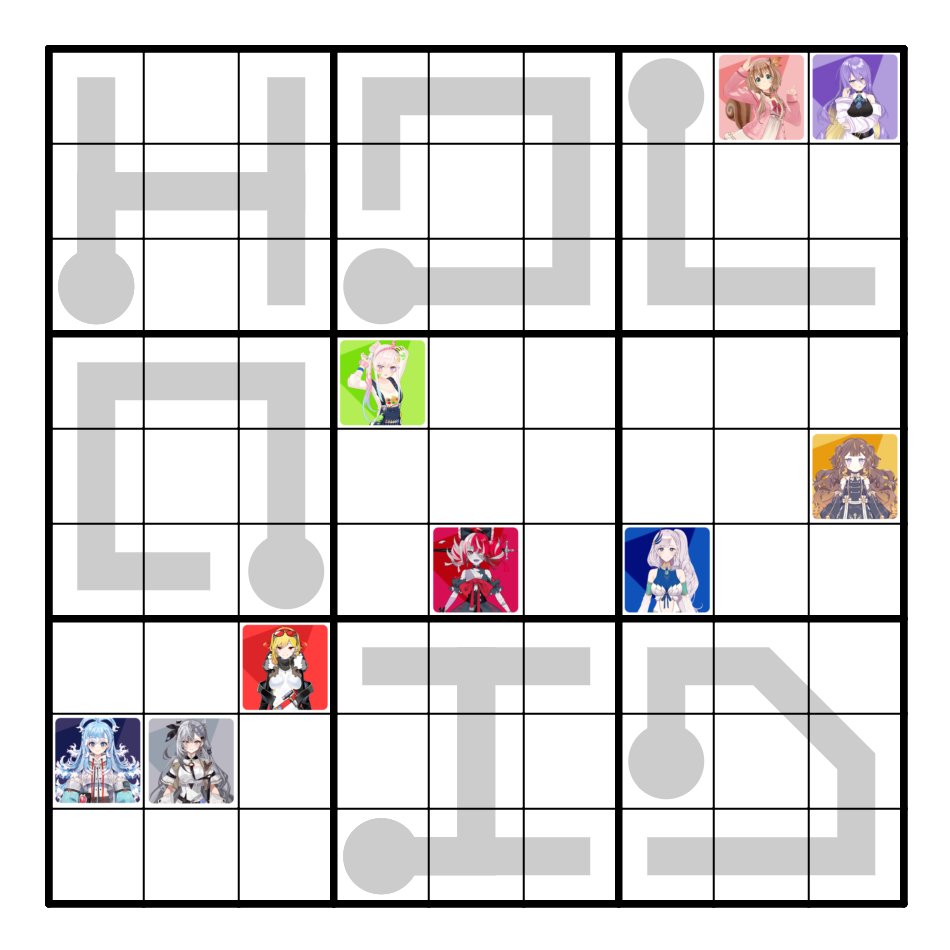 Anusoy003's tweet photo. Holodoku 👀

It's been a while since I make puzzle  and suddenly @kaelakovalskia give me funny idea

Rules:
- place avatars so that every row, coloumn, and 3x3 box have no repeated avatar
- the avatar on thermometer must have increasing talent's debut date from the bulb to end(s) https://t.co/Sb5LbmnGdA