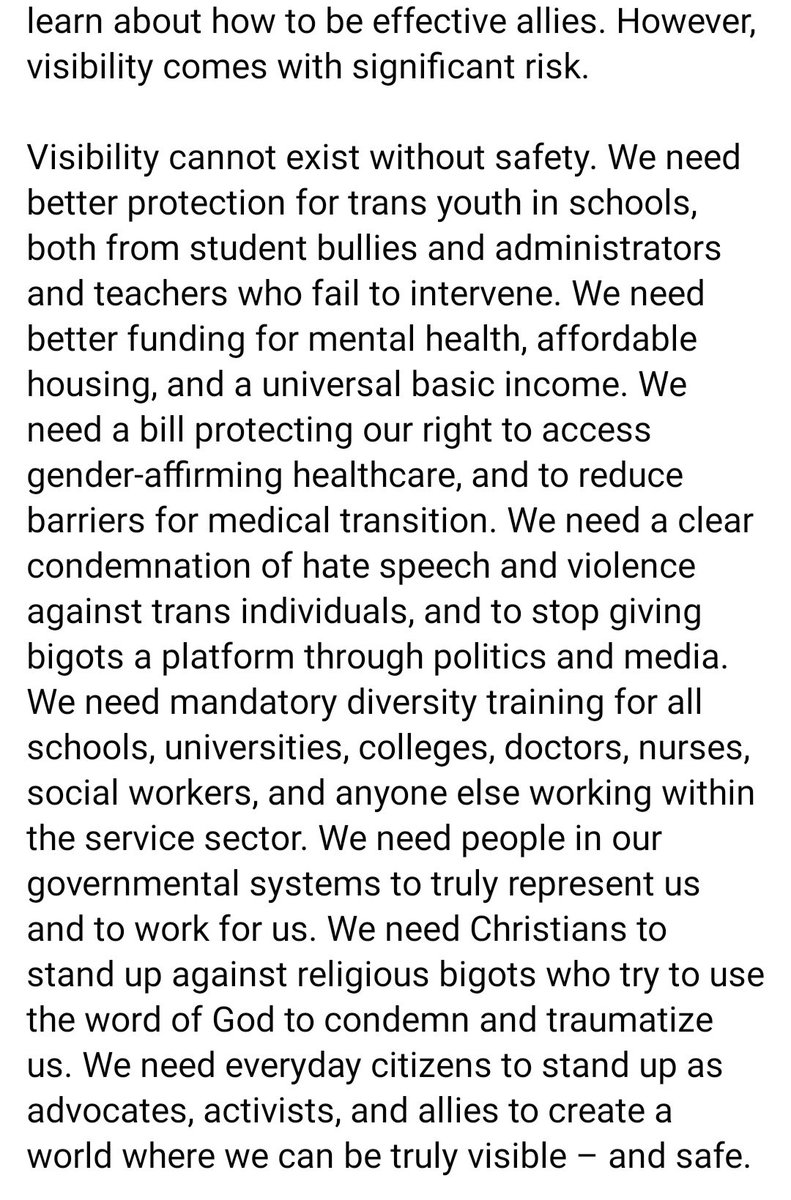 Trans Visibility in the Face of Danger

by: Sydney Brouillard-Coyle (Ney/Nem/Nir)

#TransDayOfVisibility
#TDOV2023
#TDOV 
#transrightsarehumanrights
#proudanglicans 
#diohuron