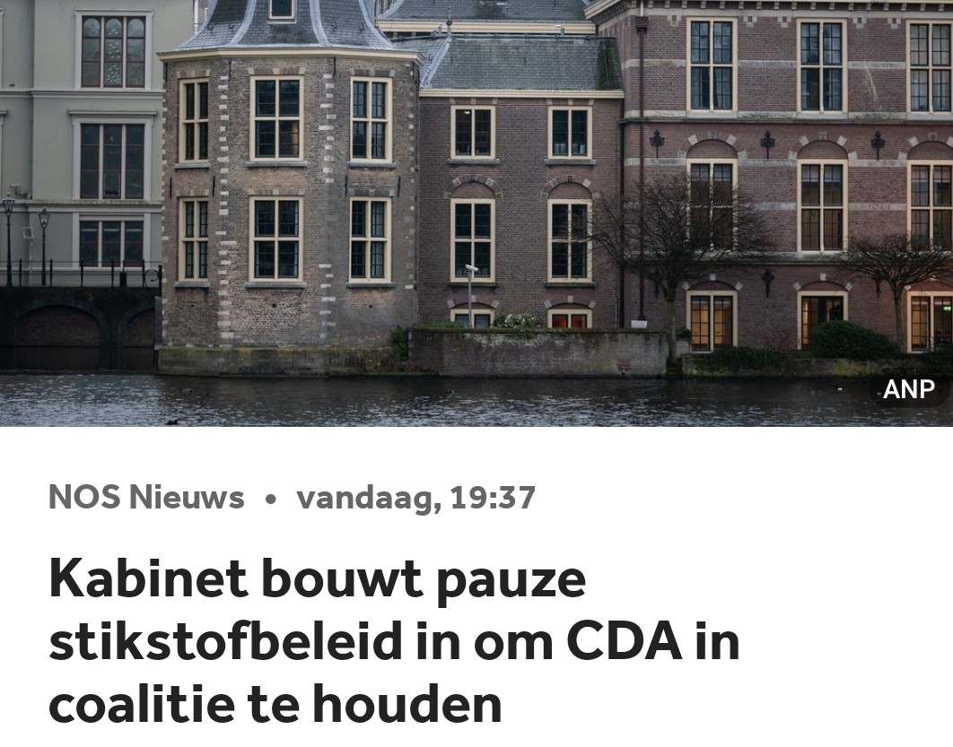 Biodiversiteitscrisis last even een pauze in om CDA in coalitie te houden.
