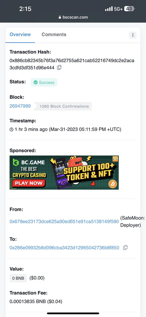 theeSafeMoonGuy's tweet photo. #SafeMoon still in communication using the Deployer Wallet.
the last transaction 1 hour and 3 minutes ago was talking about confirmation of communication.
#ReturntheLiquidity #Operation32 https://t.co/jayxEniCt4