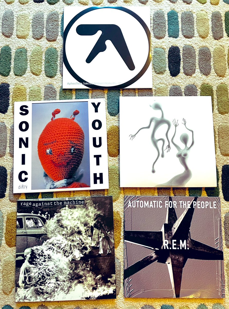 @RichardS7370 Evening, Richard… 92 some year, very high standard. Here’s my 5

 #5albums92 

Aphex Twin- Selected Ambient Works
Sonic Youth- Dirty 
Spiritualized- Lazer Guided Melodies
Rage- S/T
REM- Automatic for the People 

Ride, Pavement, Dre, Beasties, Alice in Chains just missed out