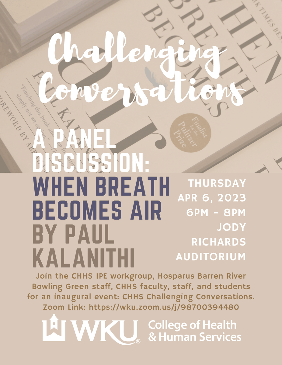 Join CHHS for their inaugural Challenging Conversations Event coming up on Thursday, April 6!

6-8 PM in the JRH Auditorium 

#WKUSocialWork #WKU #SocialWork #WeAreCHHS