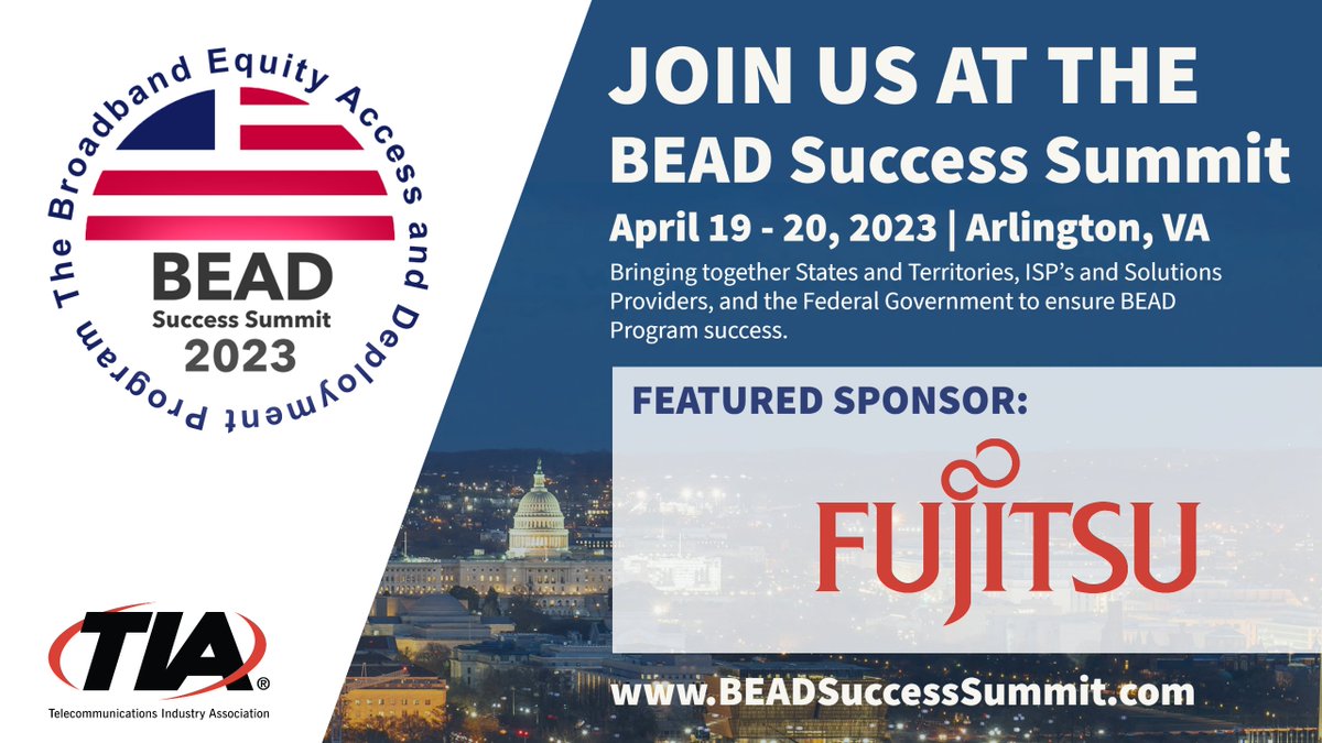 1FinityInc's tweet photo. Join us at the #BEADSuccessSummit in Arlington, VA April 19-20 hosted by @TIAonline to hear from experts on how to build or expand #Broadband in your area. Get a 33% discount on your registration pass through us!
https://t.co/0ZcvMJS4cI https://t.co/YU02wGs9up