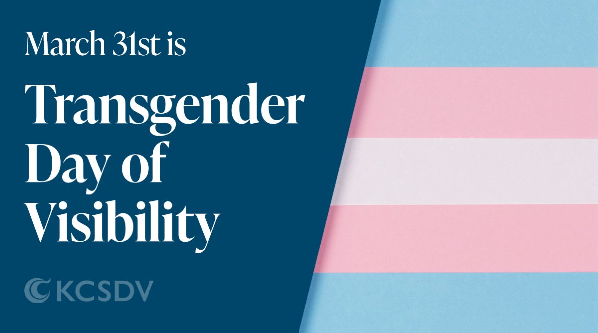 Today is Transgender Day of Visibility! KCSDV supports and celebrates all trans and non-binary Kansans, including survivors, advocates, and allies. Everyone deserves to live as their authentic selves without the fear of violence! 🏳️‍⚧️
