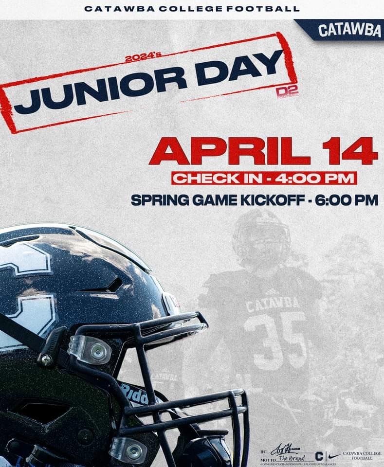 Thanks for the invitation to Catawba’s Junior Day. Looking forward to visiting the school and watching the game! @CoachVellucci #GOINDIANS
