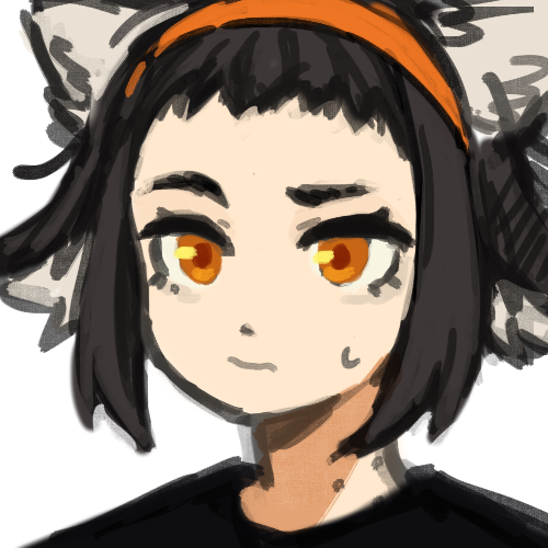 solo 1girl animal ears portrait simple background black shirt orange eyes  illustration images
