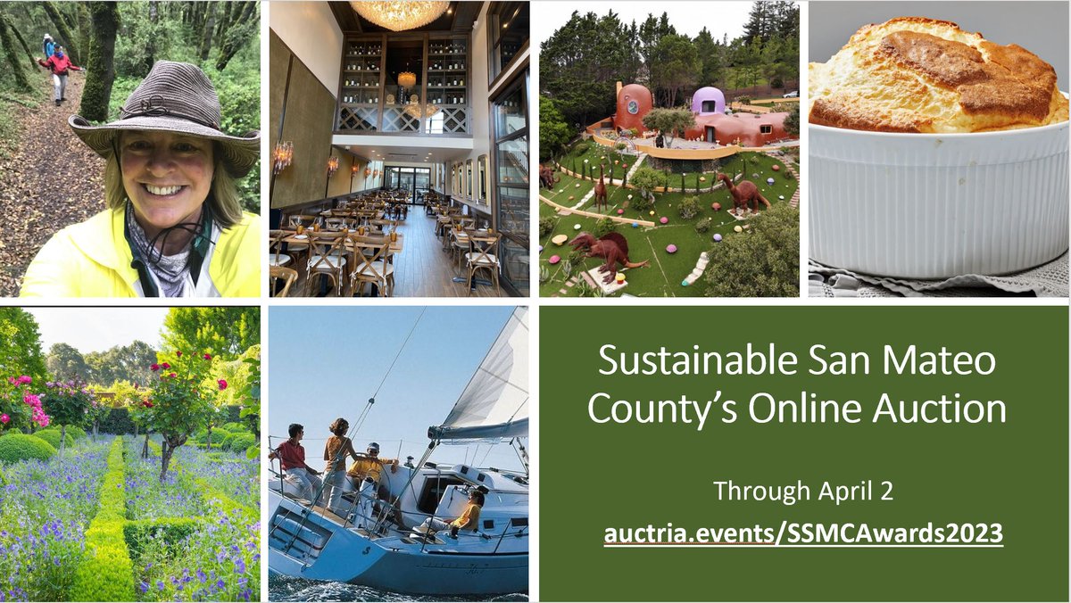 Bid for good! Want to help San Mateo County become sustainable while treating yourself or a loved one to some amazing experiences? Check out our online auction at: auctria.events/SSMCAwards2023 It ends this Sunday, April 2 at 5 p. m. Want a preview? Go to: conta.cc/438X9d5