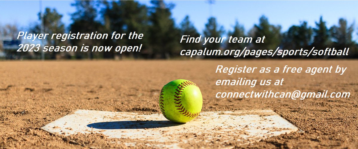 Looking to play softball with CAN this year?  We have 50 chapters joining us for the 2023 season.  Find your team at capalum.org/pages/sports/s… 

Can't find your chapter's team?  Email us at connectwithcan@gmail.com to register as a free agent!