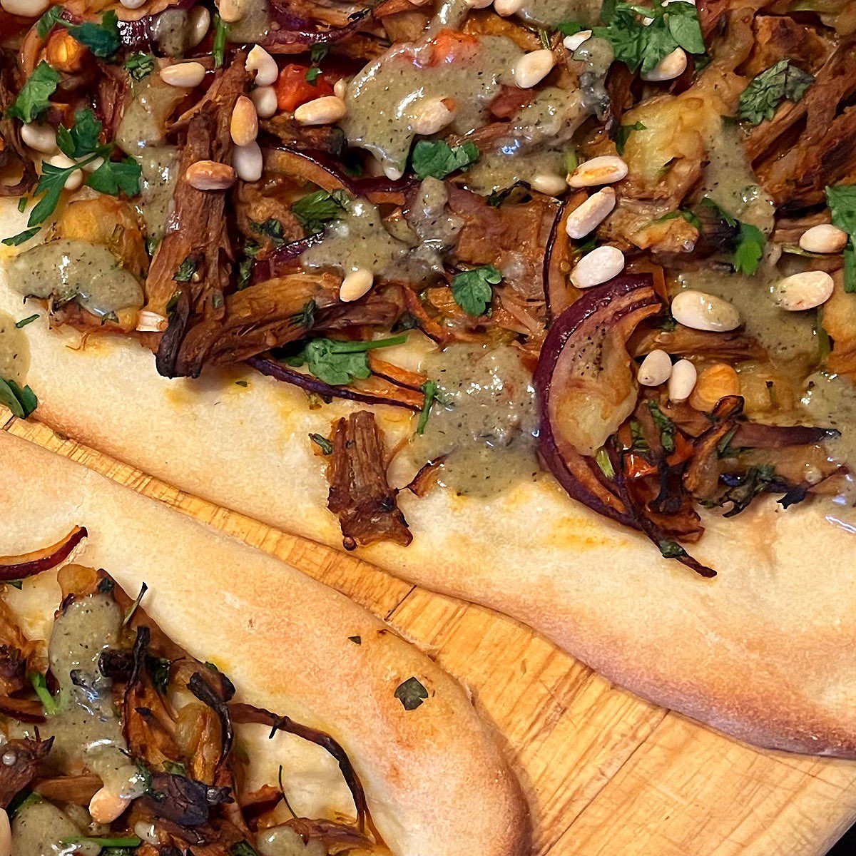Lamb and aubergine flatbread - bit of a twist on pizza night and a great way to use up left over roast lamb