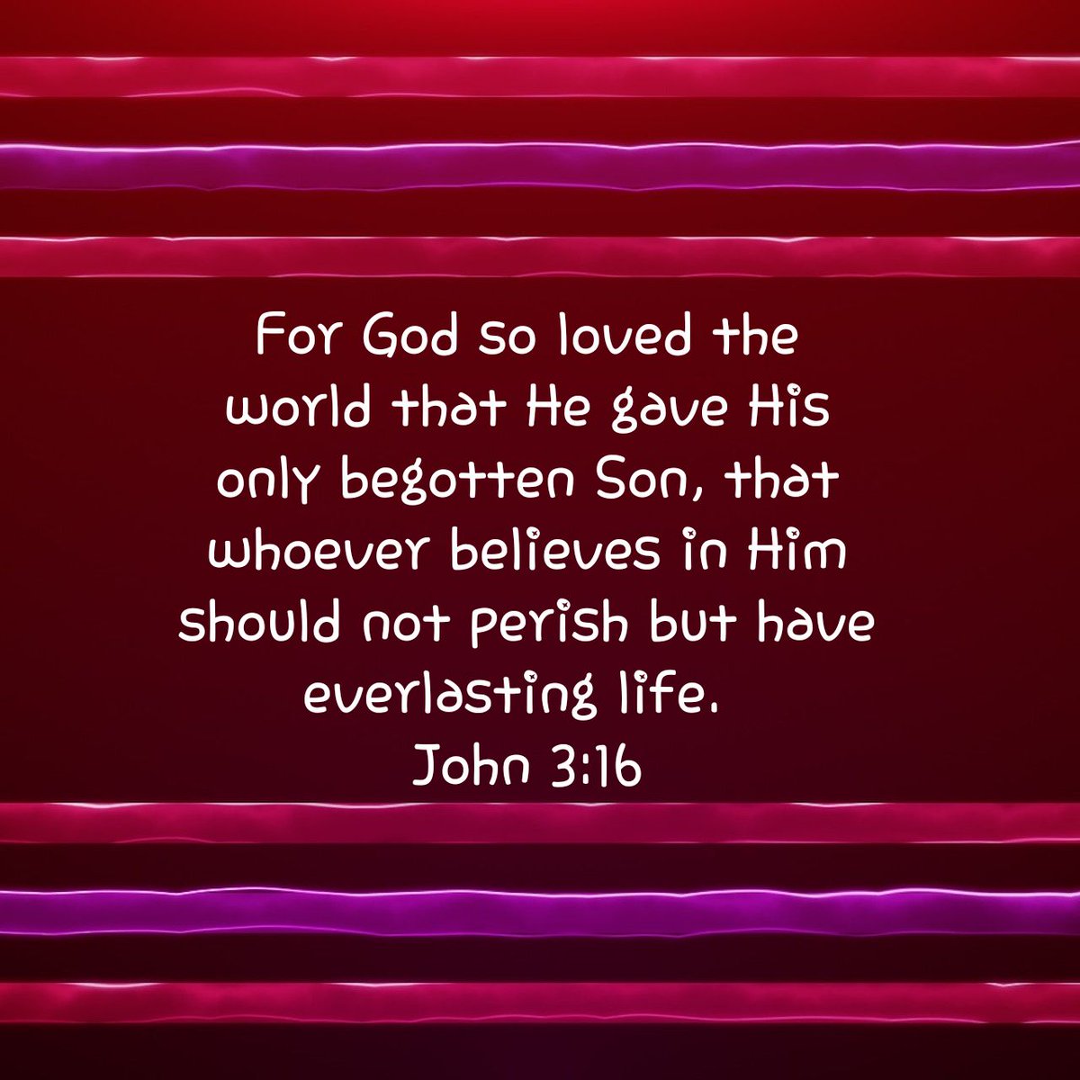 doingitwell36's tweet photo. For God so loved the world that He gave His only begotten Son, that whoever believes in Him should not perish but have everlasting life. John 3:16 NKJV
#God
#GodSoLovedTheWorld
#GodSentHisSon
#ToSaveTheWorldFromSin
#EverlastingLife
#Jesus
#JesusSaves https://t.co/LRb6OdcRvO