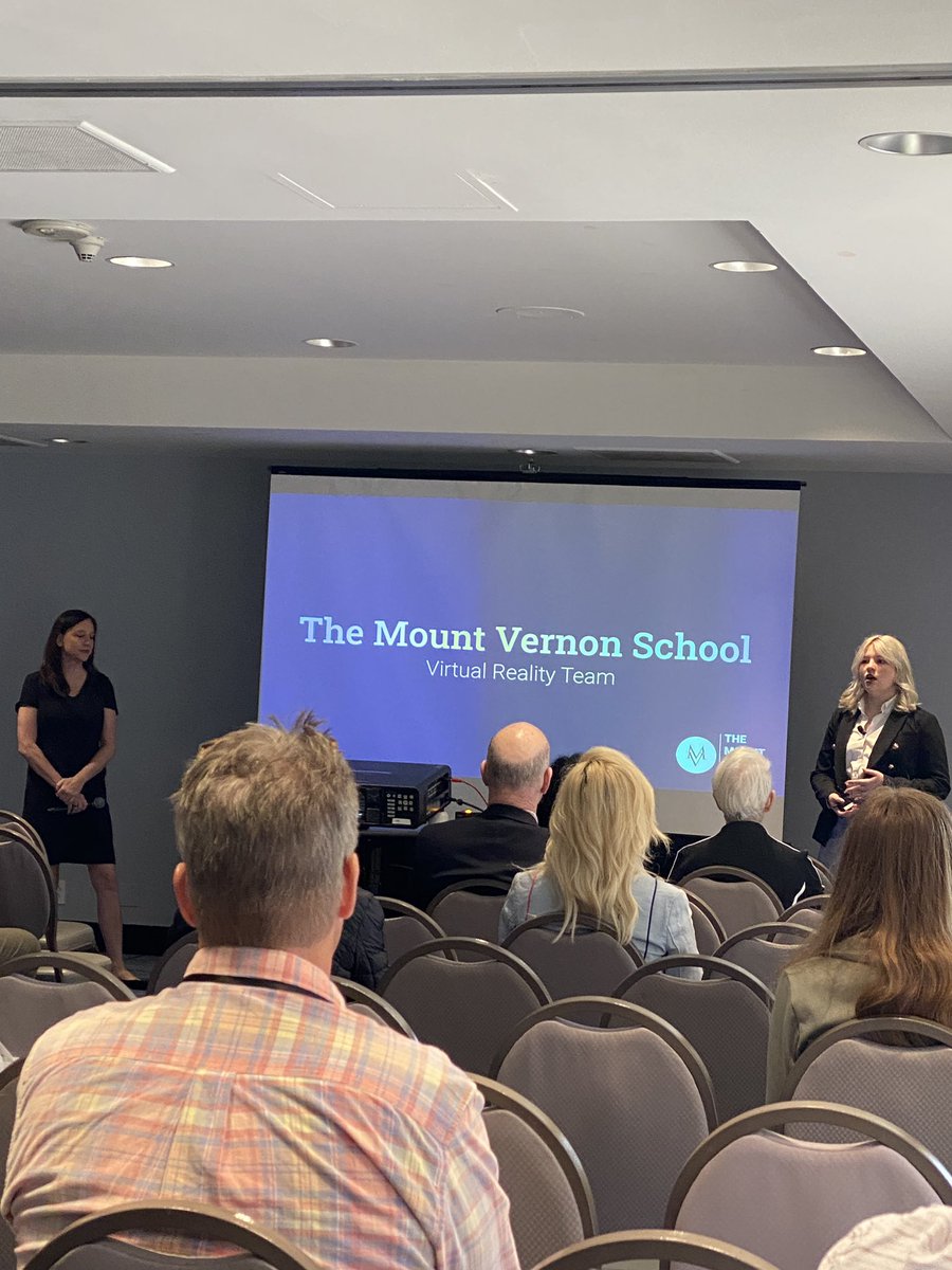 How can you not be completely inspired when 10th-grader Sydney presents the work she &amp; the entire VR team @ Mount Vernon School built (yup built!) to help pedi patients w/ PT at #vmed23!  Shout out to their teacher, former nurse midwife Marie Graham! #thefuture #innovation #xr