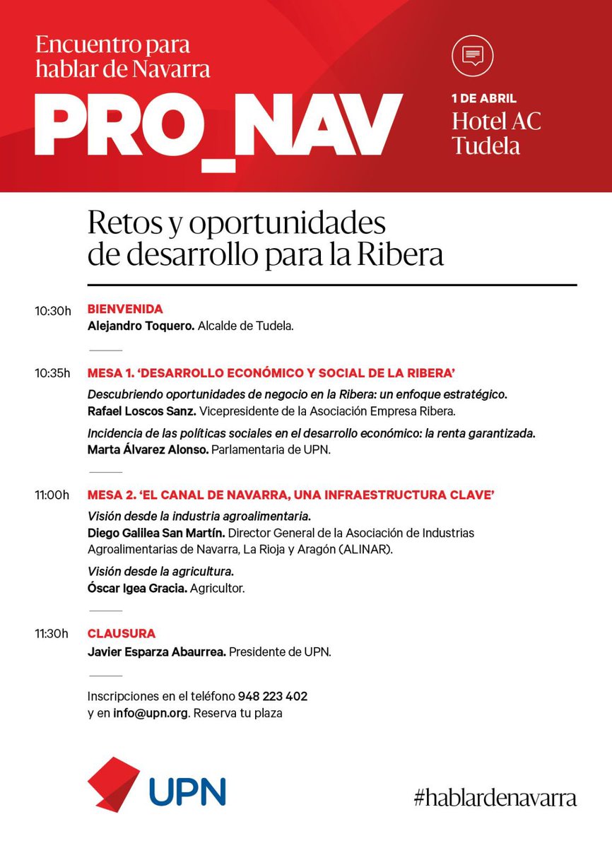alextoquero's tweet photo. Mañana, en #Tudela, hablamos de #Navarra. ¿Te apuntas?@UpnTudela_ @upn_navarra #hablardenavarra #pronav https://t.co/brBzYAmgu3