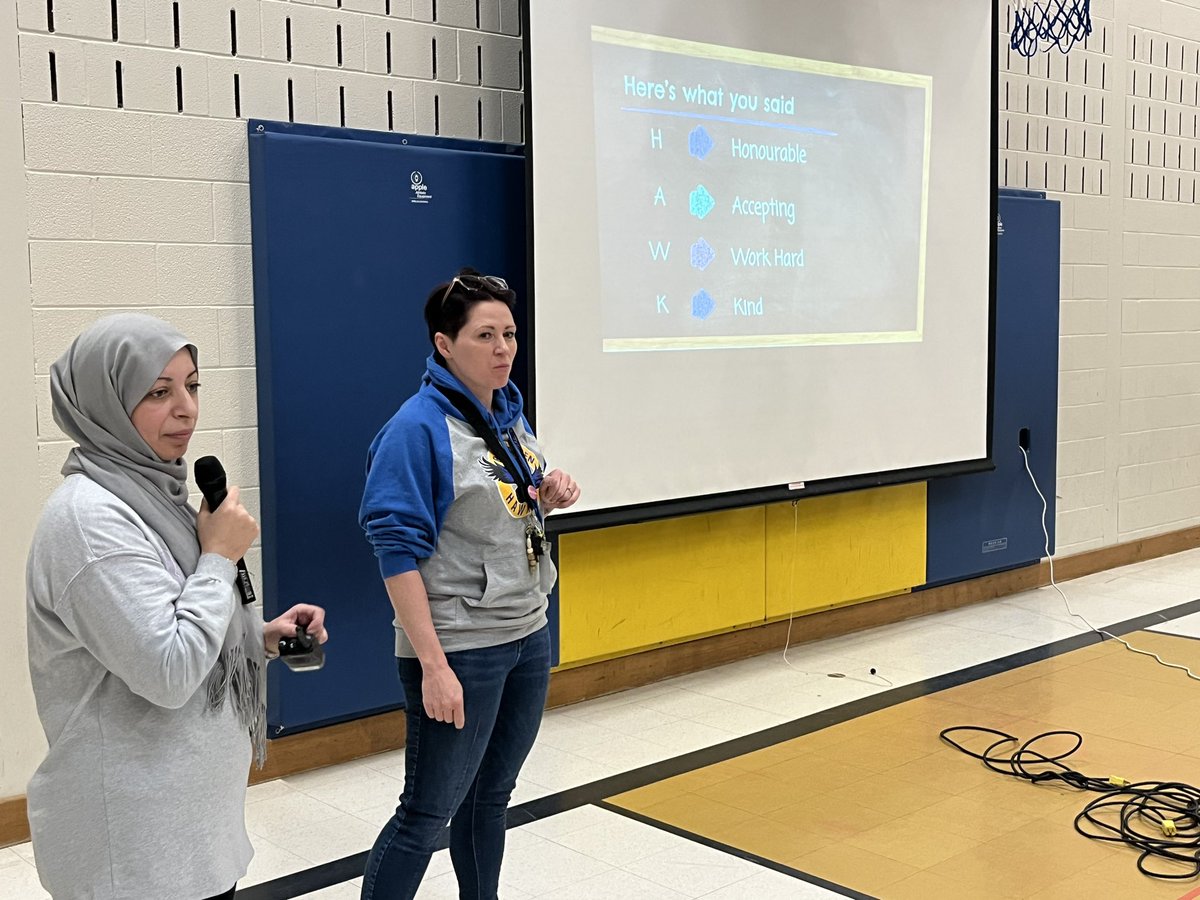 Redefining our core values and what it means to be a Rick Hansen HAWK at our Character Education assembly. Thank you to Ms. Ali for interpreting for us! #tvdsb