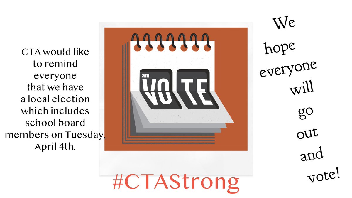 Just a reminder to vote next Tuesday! #CtaStrong