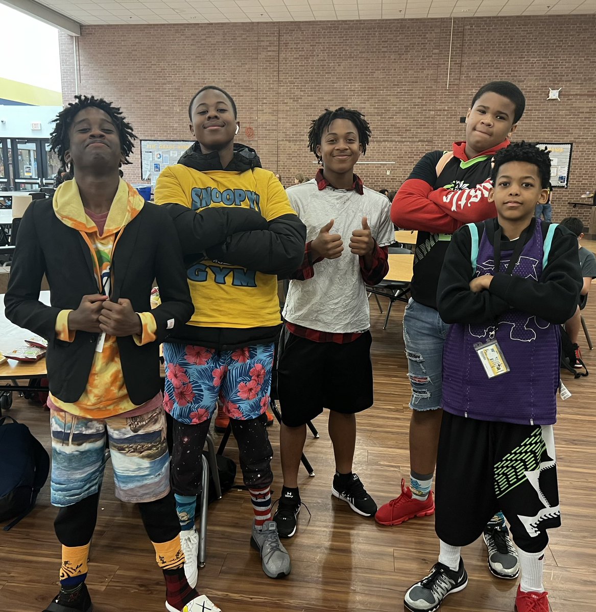 Just another reason I love my job! These five decided to make it “ugly fit” day for their own spirit day. They are literally the best! 💛🖤💛 <a href="/LakeviewMS/">Lakeview MS</a>