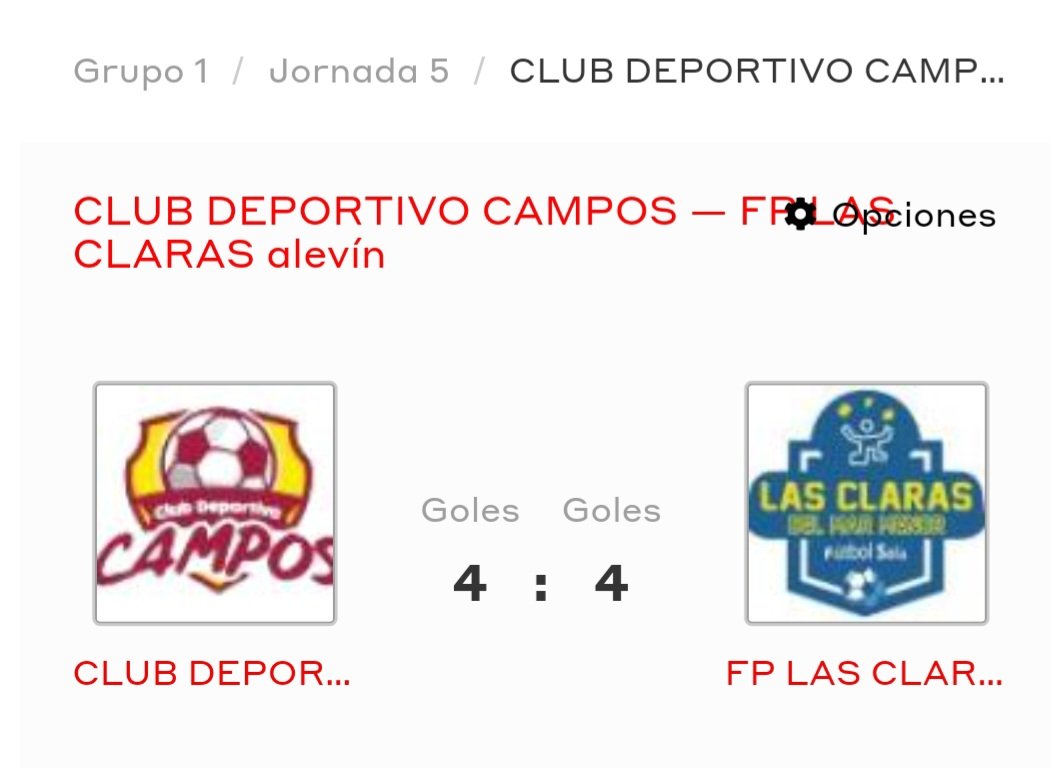 Empate del equipo alevin 4 a 4 el pasado miércoles en la jornada adelantada que disputaron los nuestros como locales ante Las Claras fs. Seguimos sumando experiencias y disfrutando de la ⚽️⚽️💪💪. <a href="/Ayto_Campos/">Ayuntamiento Campos Del Río</a> <a href="/IvnPrezCalixto1/">Iván Pérez Calixto</a> <a href="/muleo1/">muleño</a>