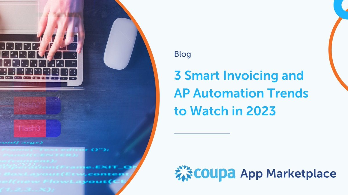 Coupa's tweet photo. We're talking about the 2023 invoicing need-to-know trends. Read what we're predicting and how Coupa App Marketplace can help: https://t.co/Lr2zTSua48 #einvoicing #invoicing https://t.co/SpNKnCXDx1