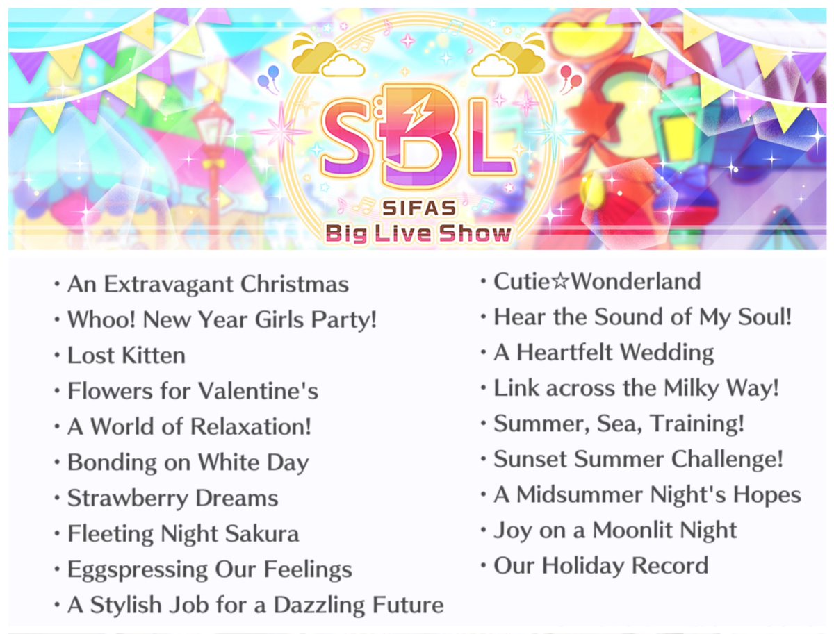 Love Live! 🌼 Idol Story 🎀 on Twitter "🎪(SBL) SIFAS Big Live Show