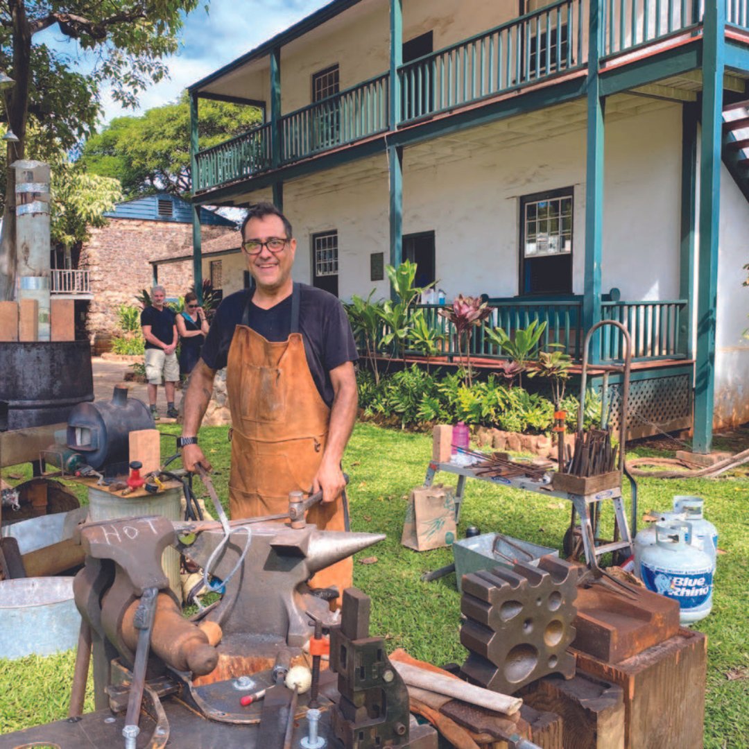 We're excited to present a FREE BLACKSMITH DEMONSTRATION with Tommy Russo on the Baldwin Home Museum Lawn over EASTER WEEKEND! 
Friday, April 7th, Saturday, April 8th and Sunday, April 9th from 9am to 1:00pm AND 4pm to 9:00pm
Monday, April 10th from 9pm to 1pm