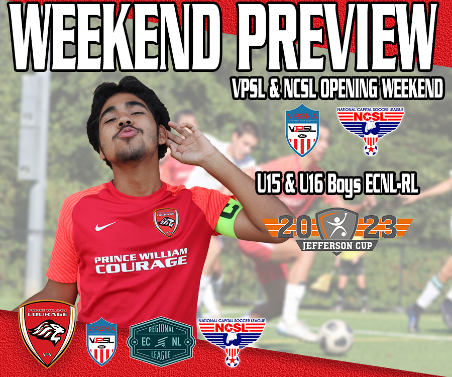 CouragePW's tweet photo. It's all getting started this weekend for the #CourageBoys & #CourageGirls
U11-U14 Boys & Girls ECNL-RL 🆚 Arlington
U9-U19 Select & Classic - @ncsl2 Opening weekend
U15 & U16 Boys - @JeffCup
#FearThePride #TourneyWeekend #CourageSelect #CourageClassic https://t.co/FC2gxL3LKK