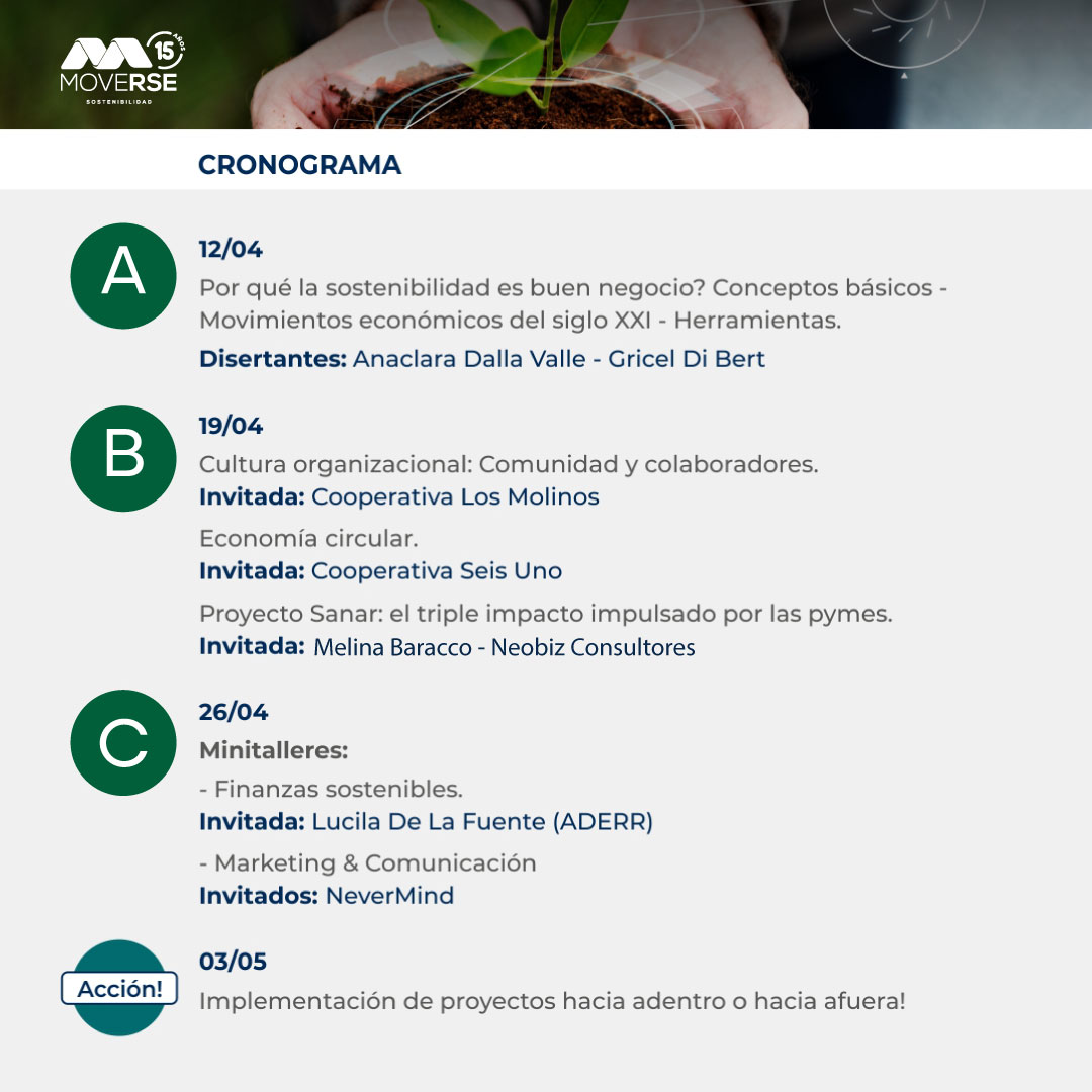 MoveRSEorg's tweet image. Curso "ABC de las NUEVAS ECONOMÍAS" - Curso corto Virtual 👩🏻‍💻

En este curso vamos a aprender los conceptos fundamentales de las nuevas economías, la sostenibilidad y el triple impacto.

Conoce el cronograma y el objetivo de este curso👇🏽
¿Te gustaría sumarte al curso? Escribinos!