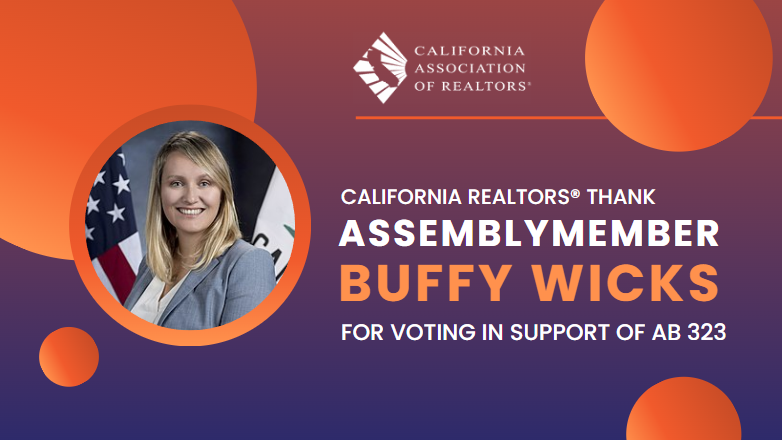 CARgovaffairs's tweet photo. Thank you, @AsmBuffyWicks for voting to support #AB323, which provides individuals with the opportunity to build wealth through homeownership through prioritizing people over corporations. #HomeownershipForAll #CALeg https://t.co/vRsrFQTcL9