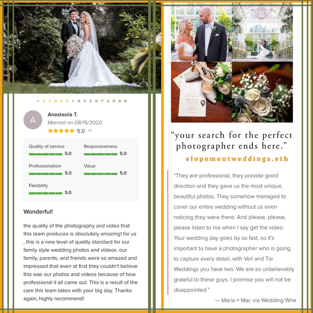 Buenos días‼️ 

Two happy couples, two happy reviews! If you're looking for a wedding photographer, look no further! 

Your referrals are always appreciated❤️‍🔥

#ElopementWeddings.eth

#SigueInventando #Photographer #weddingphotography #weddings #canon #35mm #NoBulto