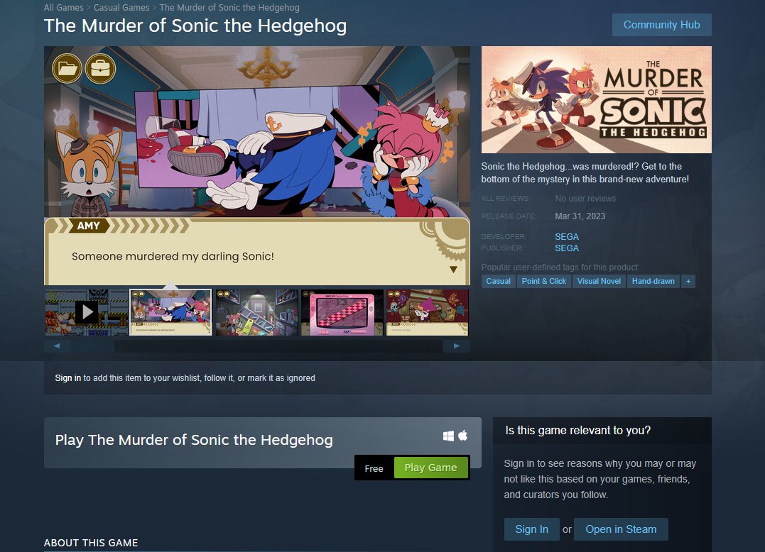 The Murder of Sonic the Hedgehog no Steam