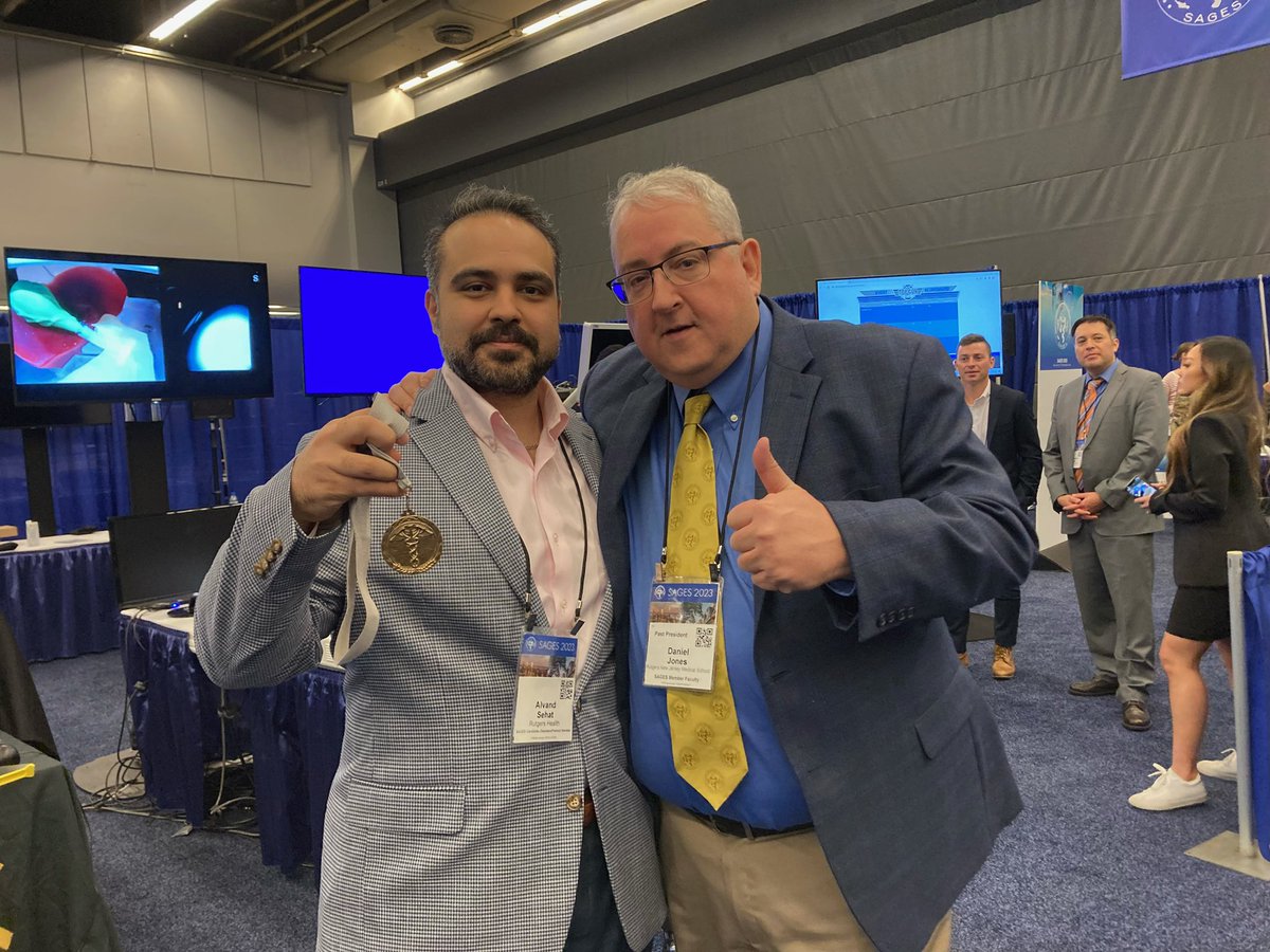 AlvandSehat's tweet photo. Grateful for the opportunity to compete in the TopGun competition at SAGES and represent Rutgers NJMS Surgery. Thank you to Dr. Jones for encouraging me to compete. @SAGES_Updates #SAGES2023 #TopGun @NJMSDeptSurgery @Trustursurgeon https://t.co/AuMnKITygR