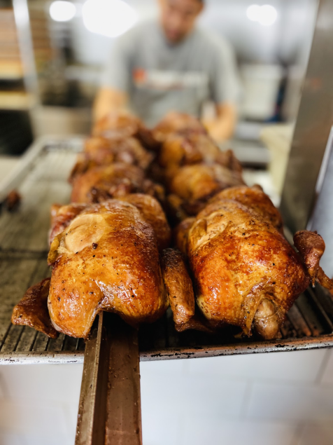 cowboychicken's tweet photo. Review from Riva on Google. There's something hypnotic about watching the rotisserie chicken cook. "What a treat! The chicken was moist, tender and delicious. We enjoyed the sides. And we enjoyed watching the rotisserie cooking all the chicken as we ate!!" https://t.co/Ck43OFw3b6