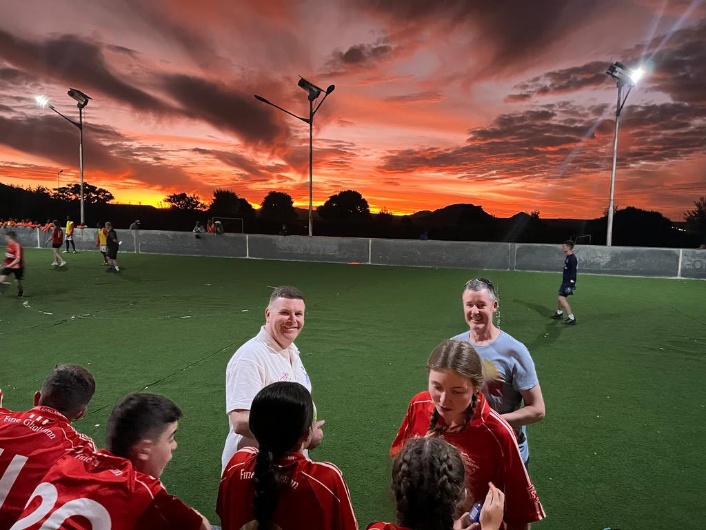 ActionIreland's tweet photo. Our @PortmarnockCS students had a super evening and a lovely team dinner with their new friends after!
And……Check out that sunset 😍😍
#AIT #lesotho2023 #workingtochangethefuture #actionirelandtrust #TogetherWeCan #Basotho #sport #football #education #community #care @kick4life https://t.co/s6ofO1fkVC