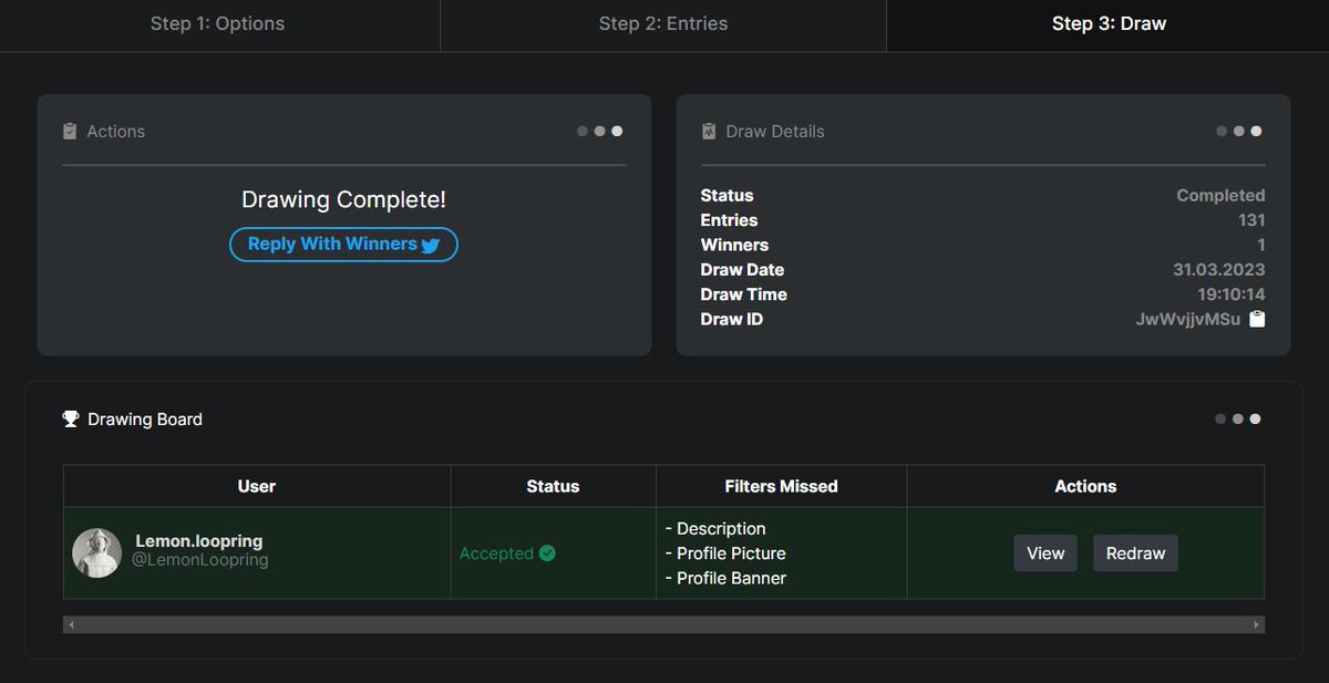 Congratulations <a href="/LemonLoopring/">Lemon</a> ! 🎉🎉

Thank you all for participating!

More exciting giveaways coming in the near future.