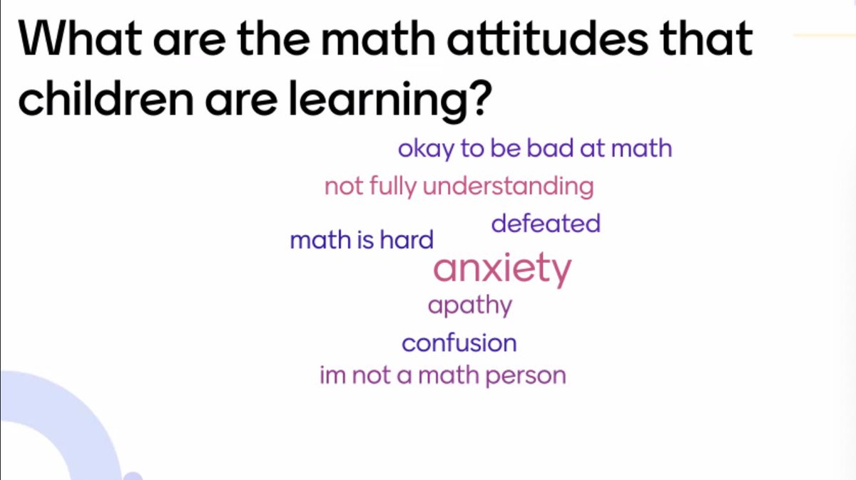 Kidsmathtalk's tweet photo. What supports can we put in place to create positive math attitudes? Join our session 99 happening now where we are talking about taking action! #NCTMVC23 #mathed #profchat https://t.co/qx7bCduCCe