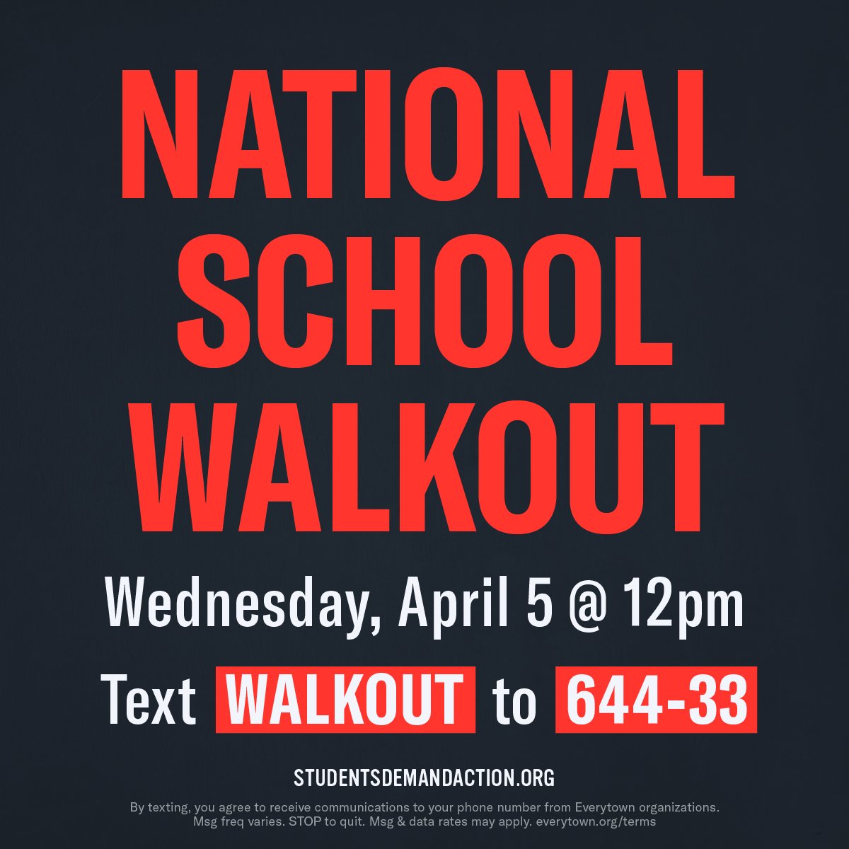 StudentsDemand's tweet image. We’re walking out of school on Wednesday because we’re fed up with thoughts and prayers without action. Fed up with the gun industry innovating to make guns deadlier. And fed up with guns killing our generation.

Organize a walkout at your school: etwn.us/3TY0uqU